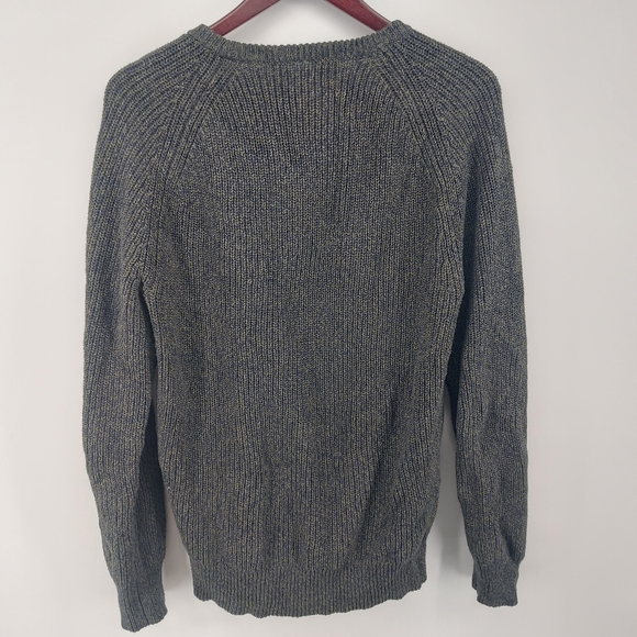 J.Crew Marled cotton raglan-sleeve crewneck sweater Green Black Size Medium - Picture 5 of 7